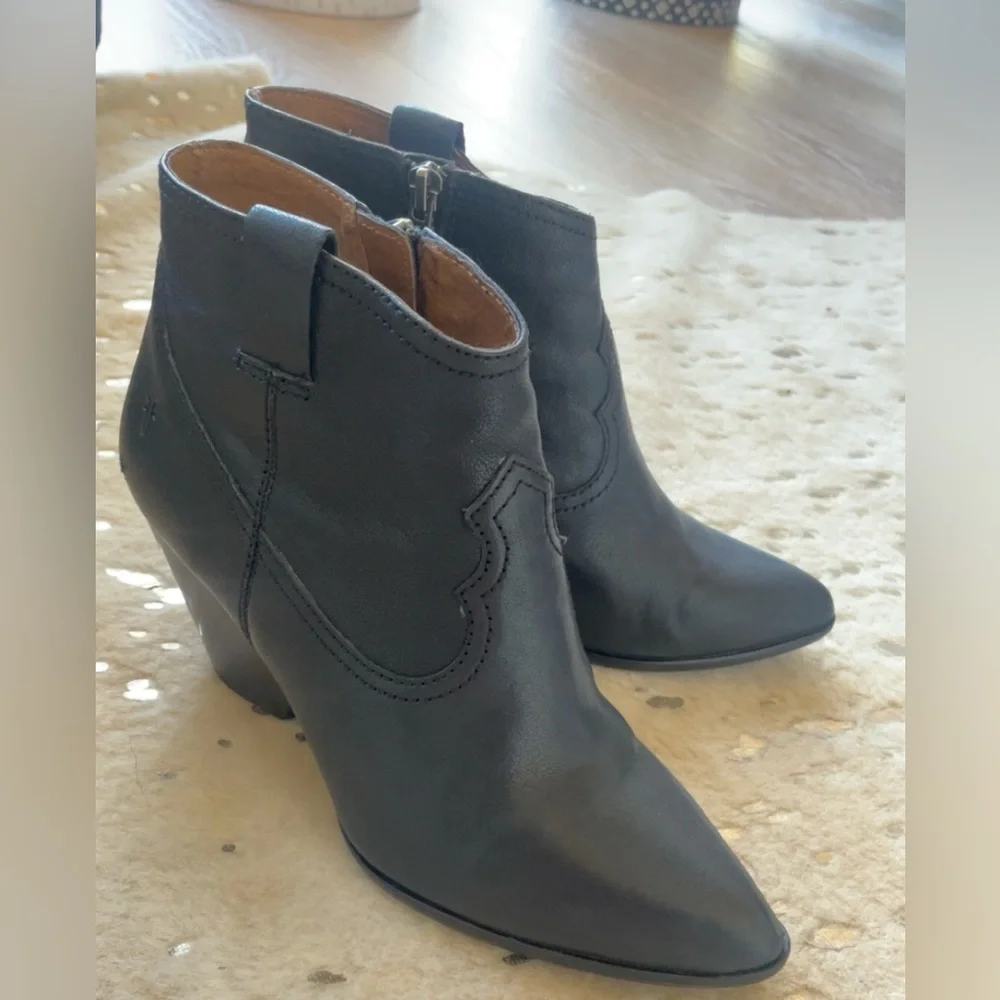 Frye Black Leather Ankle Booties - Picture 2 of 7